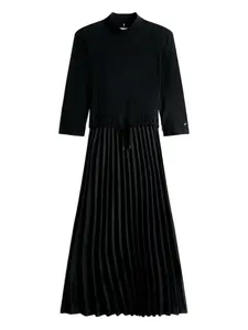 Платье миди в рубчик со складками Tommy Hilfiger, черный