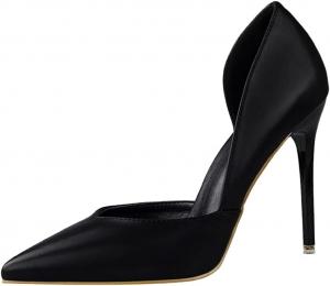 Женские туфли-лодочки с острым носком и тонким каблуком, замшевые, без застежки, для свадьбы и вечеринки VFDB, Y-Pu Black