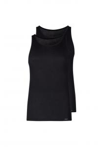 Комплект из 2 маек - майка без рукавов тонкий рубчик хлопок Skiny, черный