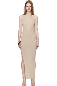 Rick Owens Бежевое платье-миди с принтом в виде черепахи и храма