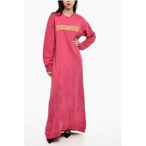 Платье-макси с контрастным логотипом Dsquared2, мультиколор