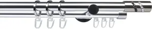 Карниз Liedeco "Готовый комплект 20 мм Piano Boston", 2 направляющие, фиксированный размер, карниз в сборе 120 см, Ø 20 мм, цвет chromfarben