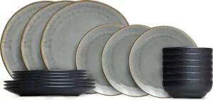 Набор столовых принадлежностей Nola Warm Grey - 18 предметов / на 6 персон: 6 обеденных тарелок, 6 тарелок для завтрака и 6 мисок Cookinglife