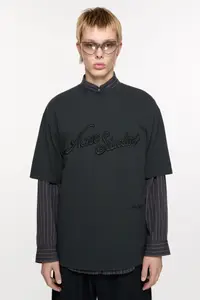 Футболка с логотипом - Свободный крой Acne Studios, выцветший черный