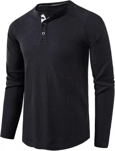 Мужская футболка поло Henley с длинным рукавом, Casual, Slim Fit Mmoneyake