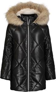 Укороченная зимняя куртка-пуховик Calvin Klein для девочек с капюшоном и флисовой подкладкой, Black