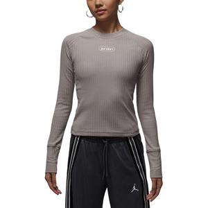 Jordan Женская футболка серого цвета с круглым вырезом, средней толщины