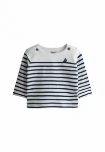 Футболка с длинными рукавами в бретонскую полоску, прямого кроя. Jojo Maman Bébé, White Navy