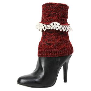 Вязаный гетр с ажурной отделкой Memoi, Biking Red