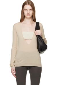 Rick Owens Бежевый свитер с V-образным вырезом и изображением храма