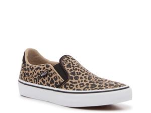 Кроссовки Vans Asher Deluxe Slip-On Sneaker - Women's, Light Brown/Black Leopard Print