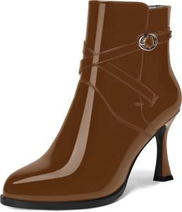 Женские вечерние ботильоны MOVINSTEPS с блестящей пряжкой, застежкой на щиколотке, круглым носком, сексуальными туфлями-лодочками на шпильке, высота каблука 3,3 дюйма