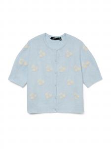 VERO MODA Кардиган 'VMDOFFY INTARSIA' вязаный, светло-голубой