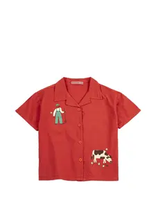 Рубашка с иллюстрацией на тему «Фермерское приключение» Bobo Choses, красный