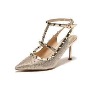 Туфли женские на высоком каблуке золотой St&Sat, золотой