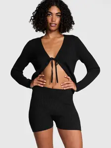 Трикотажные шорты в рубчик Pink, черный