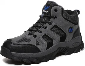 Зимние мужские ботинки, снежные ботинки, высокие походные кроссовки с меховой подкладкой, теплые утепленные уличные кроссовки для холодной погоды и больших размеров Qacksv, серый