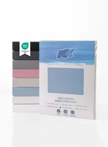 Простыня на резинке джерси 100% хлопок 160х200+30 см, светло-голубая KK Shopping