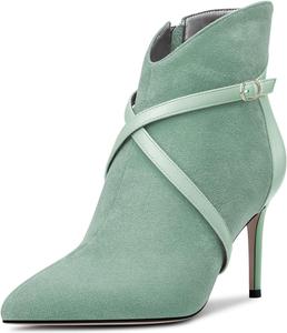 Женские ботильоны Castamere с высоким каблуком, заостренным носком, короткие ботинки с перекрестным ремешком, застежкой-молнией и комбинированной отделкой, на каблуке 8 см, для вечернего выхода