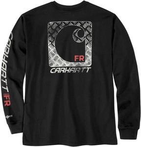 Футболка Carhartt Mens Flame Resistant Force с длинным рукавом, свободная, легкая, с рисунком Diamond Plate C, Black