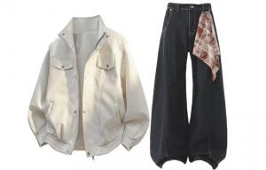 Повседневная спортивная одежда Unisex с лацканом Lapel Moderate X1617, top белый+pants черный