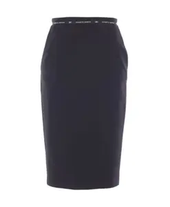 Черная юбка из крепа с приталенным поясом Elisabetta Franchi, черный