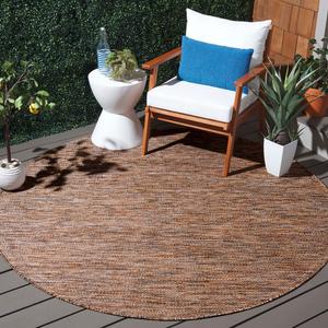 Ковер SAFAVIEH, 201 x 201 см, Washable Rug Outdoor Courtyard Collection - круглый, Grey & Rust, без линьки и легкий в уходе, идеален для патио, заднего двора, прихожей (CY8520-59322)