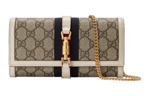 GUCCI Женская сумка через плечо Джеки 1961 из холста с кожаными вставками бежевая