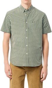 Lacoste мужская рубашка с коротким рукавом, клетка, regular fit, из основной коллекции, Khaki Check