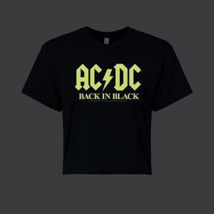 Укороченная футболка с рисунком AC/DC для юниоров, светящаяся в темноте "Back In Black" Licensed Character