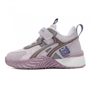 Терморегулирующие поддерживающие устойчивые к истиранию низкие кроссовки для детей Lifestyle, возраст 3-7 лет BOBDOG, 55113 светло heather серый/lotus root фиолетовый (winter fleece-lined)