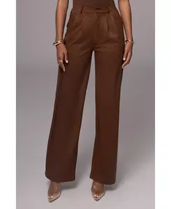 Женские классические брюки с высокой посадкой JLUXLABEL, коричневый