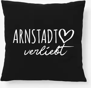 Подушка-подарок Huuraa Arnstadt 40x40 см с наполнителем, черный хлопок, декор Arnstadt Hellweg Druckerei