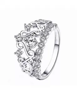 Кольцо «Корона принцессы» с камнями кубического циркония Hollywood Sensation, silver