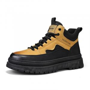 YEARCON Мужские ботинки Martin - черно-коричневые с желтым, цвет Black/Brown Yellow