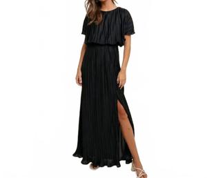 Черное плиссированное макси-платье WISHLIST