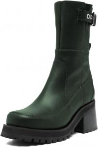 Женские ботильоны с широким низким каблуком, закрытым носком и высокой шнуровкой, с боковой молнией, стильные повседневные и офисные ботинки, размер 4-16 US Wo wagas, Green