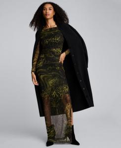 Женское платье-футляр с длинными рукавами, сборками и принтом Kenneth Cole, Tbd Color