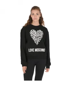 Черная толстовка с леопардовым принтом и сердечком Love Moschino, черный