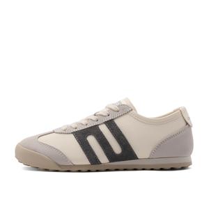 Низкие кроссовки German Army Trainers женские серые с абрикосовым BELLE, экрю с серебристым