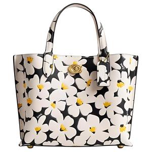 Кожаная наплечная сумка через плечо, женская белая COACH