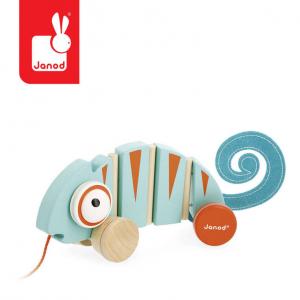 Janod, Деревянный хамелеон для вытягивания, Тропик, 12м+