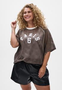 Футболка Zizzi Print T-shirt, Morel/Brown