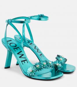 Сандалии из кожи Paula's Ibiza Petal Flower Loewe, Turquoise