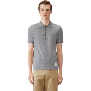 Хлопковая поло с 4 полосками THOM BROWNE, светло-серый