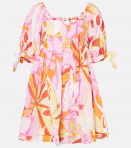 Мини-платье из хлопка с принтом Каталина Poupette St Barth, Pink Macro Lilium