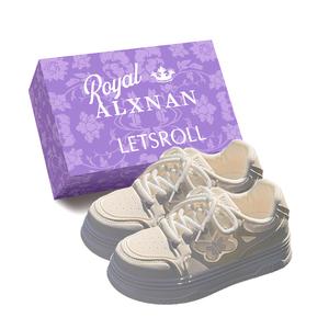 Легкие дышащие низкие кроссовки для скейтбординга, увеличивающие рост, женские Alxnan, Ecru+Box