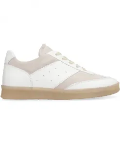 Кожаные низкие кеды со вставками из замши Mm6 Maison Margiela, белый