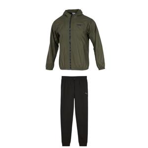 Повседневный спортивный костюм мужской комплект топ + низ PUMA, темно-оливковый/черный