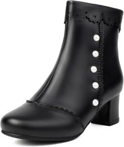 Женские ботильоны DEERBUNNY с массивным каблуком, боковой молнией и короткими сапожками, с круглым носком и высоким каблуком, Black